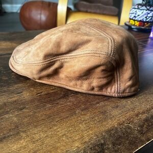 Stetson Mens Brown Genuine Leather Flat Cap Ivy Newsboy Hat Made in USA L/XL